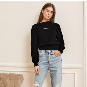 Lulus lovely embrace black cutout sweater